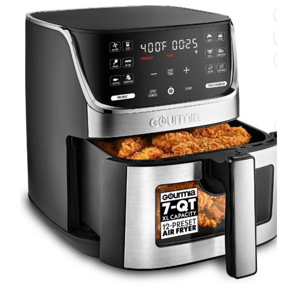 Gourmia 7-Quart Digital Air Fryer with Glass Basket,12-One Touch Cooking Presets